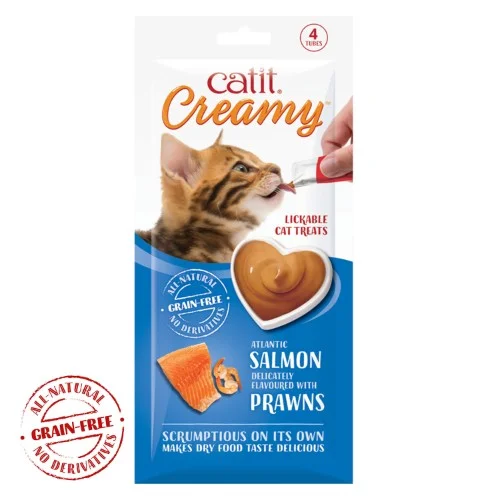 Catit Creamy Treats Salmon & Prawns 4 x 10g